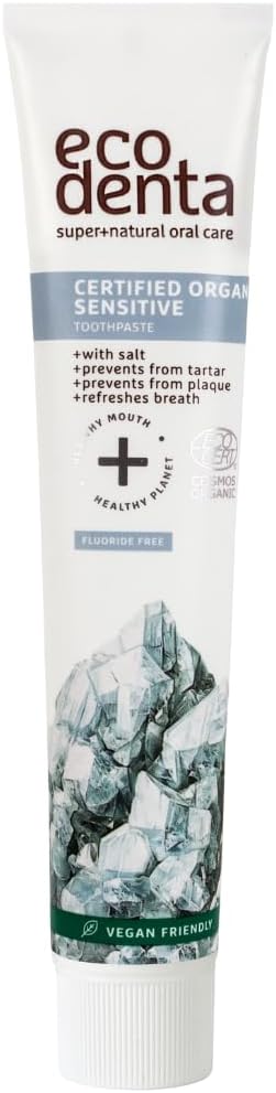 Ecodenta Organic Toothpaste Fluoride Free - Sensitivity Relief Tooth Paste with Salt and Aloe Vera Vegan Friendly 75ml : Amazon.co.uk: Health & Personal Care