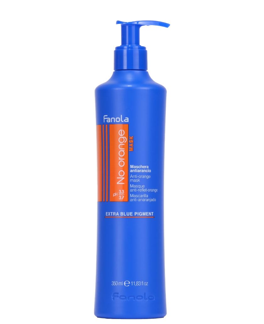 Fanola No Orange Mask - Blue Color Depositing Treatment For Dark Tones, Removes Brassiness From Color-Treated Hair - Conditioning, Detangling, And Hydrating 11.83 Fl Oz