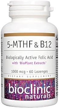 Bioclinic Naturals 5-Mthf & B12 Biologically Active Folic Acid - 60 Lozenges