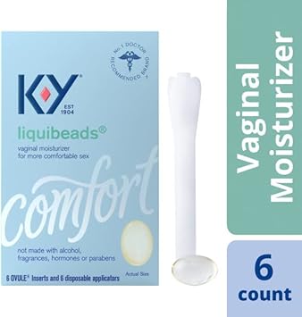 K-Y Liquibeads, Vaginal Moisturizer, Silicone-Based Formula, Safe To Use With Condoms, For Men, Women And Couples, 6 Ovules And Applicators (Pack Of 2)