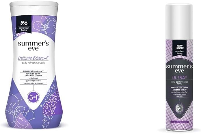 Summer'S Eve Delicate Blossom Daily Feminine Body Wash 15 Fl Oz & Ultra Daily Feminine Spray 2 Oz