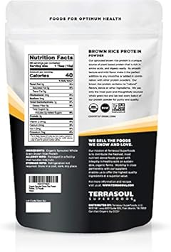 Terrasoul Superfoods Organic Sprouted Brown Rice Protein Powder, 1.5 Pounds