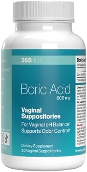 Boric Acid Vaginal Suppositories - Fast Dissolving for Yeast Infection & BV Relief, pH Balance, Odor & Discomfort Control, Feminine Health Support - 30 Count, Made in USA