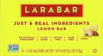 Larabar Lemon Bar, Gluten Free Vegan Fruit & Nut Bar, 1.6 Oz Bars, 16 Ct