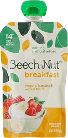 Beech-Nut Breakfast Stage 4 Toddler Food, Yogurt Banana & Berry, 3.5 Oz Pouch