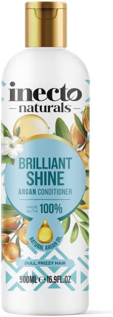 Inecto Natural Argan Shine Conditioner 500Ml, Rich & Nourishing Pure Argan Oil For Beautiful Healthy Shine, For Dull Damaged Hair