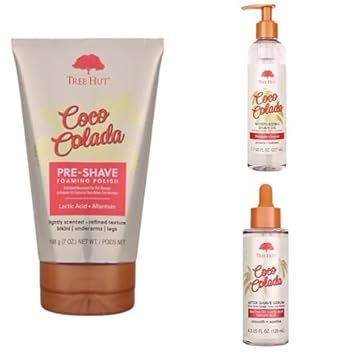 Tree Hut Coco Colada Shave Routine Bundle, Pre-Shave Foaming Polish, Moisturizing Shave Oil, And After Shave Serum, Exfoliates, Hydrates & Soothes For Smooth, Bump-Free Skin : Beauty & Personal Care