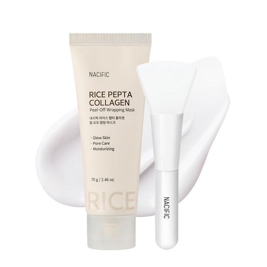 Nacific Rice Pepta Collagen Peel-Off Wrapping Mask 2.46Oz 70G – Overnight Facial Mask Pack, Hydrating, Firming & Elasticity, Pore Minimizing, Lifting, Glowy Glass Skin, Korean Skincare With Peptide