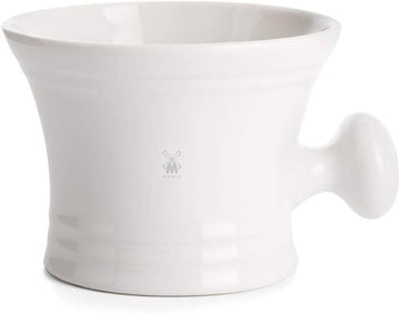Muhle White Porcelain Platinum Rim Shaving Mug – Shave Dish Accessory For Soaps And Creams, Modern White Design