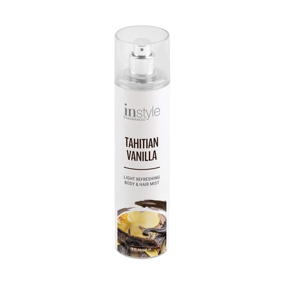 Instyle Fragrances | Body & Hair Mist | Tahitian Vanilla Scent | With Panthenol | Clean, Vegan, Paraben Free, Phthalate Free | Premium 8 Fl Oz Spray Bottle