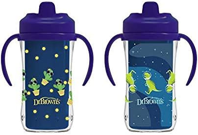 Dr. Brown'S Milestones Hard Spout Insulated Sippy Cup With Handles, Blue, 10 Oz, 2 Pack, 12M+