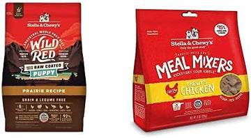 Stella & Chewy's Wild Red Raw Coated Kibble Dry Dog Food Grain Free Puppy Pairie Recipe, 3.5lb Bag + Freeze-Dried Raw Meal Mixers Dog Food Topper Chewy's Chicken Recipe, 8oz Bag : Pet Supplies