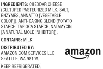 Amazon Brand - Happy Belly Shredded Sharp Cheddar Cheese, 8 Oz