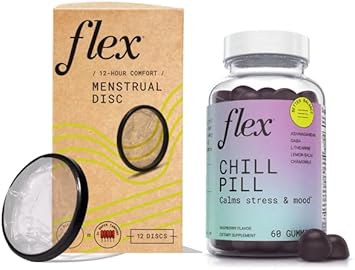 Flex Disc - Disposable Menstrual Discs + Chill Pill - Natural Gummies To Help Relaxation (Bundle)