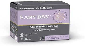 Overnight Heavy Flow(2-in-1 Period & Light Bladder Leakage Feminine Pads) Wings, Sensitive Skins, Unscented, Breathable, Ultra Thin Innovative Leak Guard, Individually Wrapped [Patented](12)