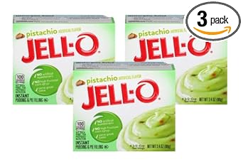 Jell-O Pistachio Instant Pudding & Pie Filling 3.4 Oz Pack Of 3 (Total Of 10.2 Oz) Jello W/Exit 28 Bargains Sticker