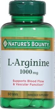 Nature'S Bounty L-Arginine, Supports Blood Flow And Vascular Function, 1000 Mg, Tablets, 50 Ct