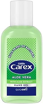 Carex Aloe Vera Antibacterial Hand Sanitiser Gel, Anti Viral Action, 70 Percent Alcohol, Cleans, Cares And Protects, Bulk Buy, Pack Of 12 X 50 Ml