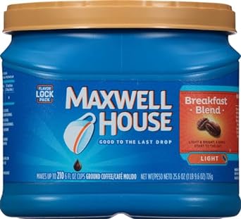 Maxwell House Breakfast Blend Light Roast Ground Coffee (25.6 oz Canister)