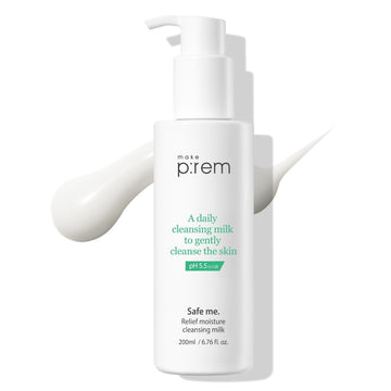 Make P:Rem Safe Me. Relief Moisture Cleansing Milk, Hydrating Gentle Facial Cleanser For Sensitive Skin With Soy Protein, Korean Face Wash, Korean Skin Care, 6.76 Fl.Oz., 200Ml