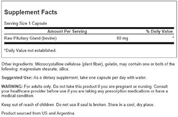 Swanson Raw Pituitary Glandular 80 Milligrams 60 Capsules