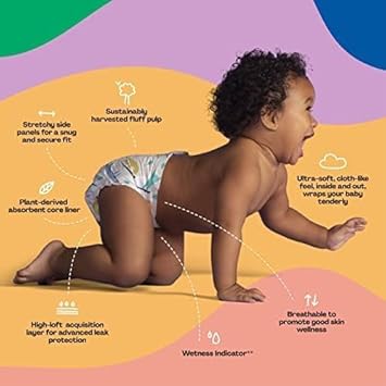 Hello Bello Premium Baby Diapers Size 1 I 128 Count Of Disposable, Extra-Absorbent, Hypoallergenic, & Eco-Friendly Baby Diapers With Snug & Comfort Fit I Alphabet Soup (64) + Sleepy Sloth (64)