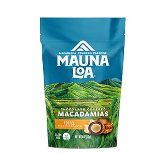 Mauna Loa Premium Hawaiian Chocolate Covered Macadamia Nuts, Milk Chocolate Toffee, Cocoa Dusted, 4 Oz Bag (Pack Of 1)