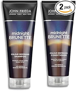 Brilliant Brunette Midnight Brunette Colour Deepening Shampoo By John Frieda 250Ml And Midnight Brunette By John Frieda Colour Deepening Conditioner For Creating Deeper, Richer Tones In Brunette Hair