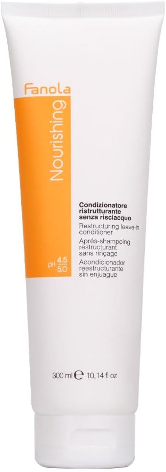 Fanola Restructuring Leave-In Conditioner, Deep Hydration And Nourishment To Dry, Stressed And Damaged Hair, Enriched Formula With Milk Proteins And Argan Oil, 300