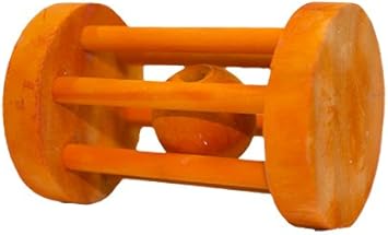 Barrel Roller Toy - Fun Interactive Rolling Wooden Cage Toy Accessory & Safe Chew - Hedgehogs, Guinea Pigs, Rabbits, Prairie Dogs, Chinchillas, Degus, & Other Small Pets