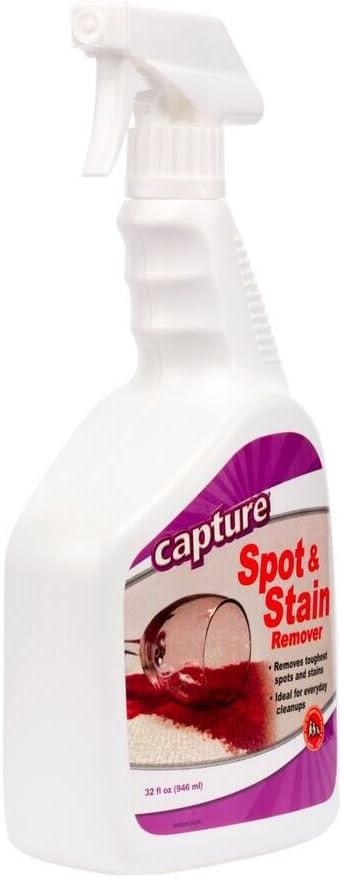 Capture Spot and Stain Remover Carpet - Dirt, Juice, Coffee, Wine, Food and Tough Rug Stains Eliminator - Couch, Sofa Cleaner and Stain Remover - Multi-Purpose Cleaning Essentials (32 oz)