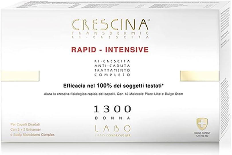 Labo Crescina Transdermic Rapid-Intensive Double Anti-Hair Loss And Regrowth Treatment 1300 Woman 10+10 Ampoules