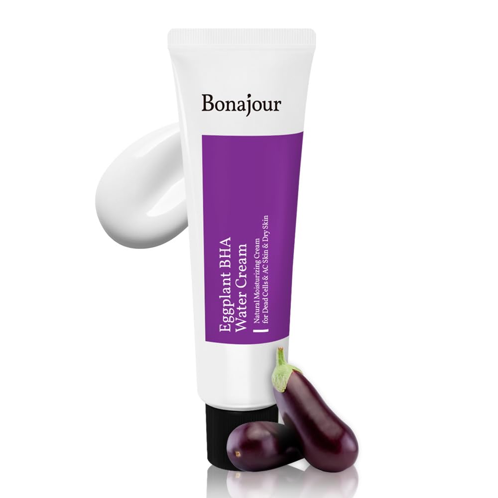 Bonajour Vegan Beauty Eggplant Daily Bha Moisturising Cream - Salicylic Acid Gentle Exfoliating Anti-Acne Treatment Natural Moisturizer 1.7 Fl. Oz