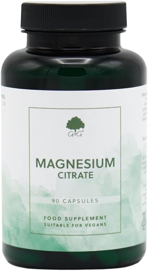 Magnesium Citrate | 125mg Elemental Magnesium per Capsule | 90 Vegan Capsules | G&G Vitamins : Amazon.co.uk