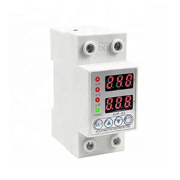 Automatic Voltage Protector, with Over/Under Voltage and Overload Protection, Adjustable Settings, Auto Reconnect, LED Display, Single Phase 220V,AVP-63A