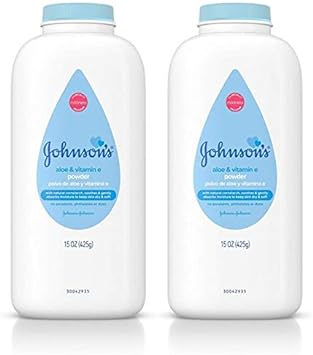 Johnson's Baby Powder With Naturally Derived Cornstarch Aloe & Vitamin E, Hypoallergenic, 15 Oz, 2 Count