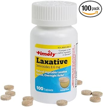 Timely By Time Cap Labs - 100 Count Senna Tablets - Compared To Senokot - Natural Vegetable Based Laxatives For Constipation Relief - Gentle Dependable Overnight Relief