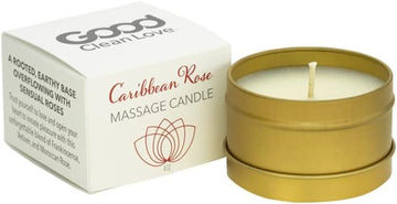 Good Clean Love Caribbean Rose Massage Candle, Warms Into An Aromatic & Intimate Massage Oil, 100% Natural, Made With Pure Essential Oils, Exotic Sensual Rose Scent, Aphrodisiac Fragrances, 4 Oz