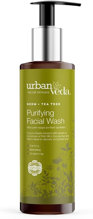 Urban Veda Purifying Face Wash | Clarifying & Detoxifying| Simple Face Wash For Pimple And Acne Prone Skin |Cooling & Refreshing Gentle Face Wash For Men & Women | For Oily And Combination Skin|150 Ml