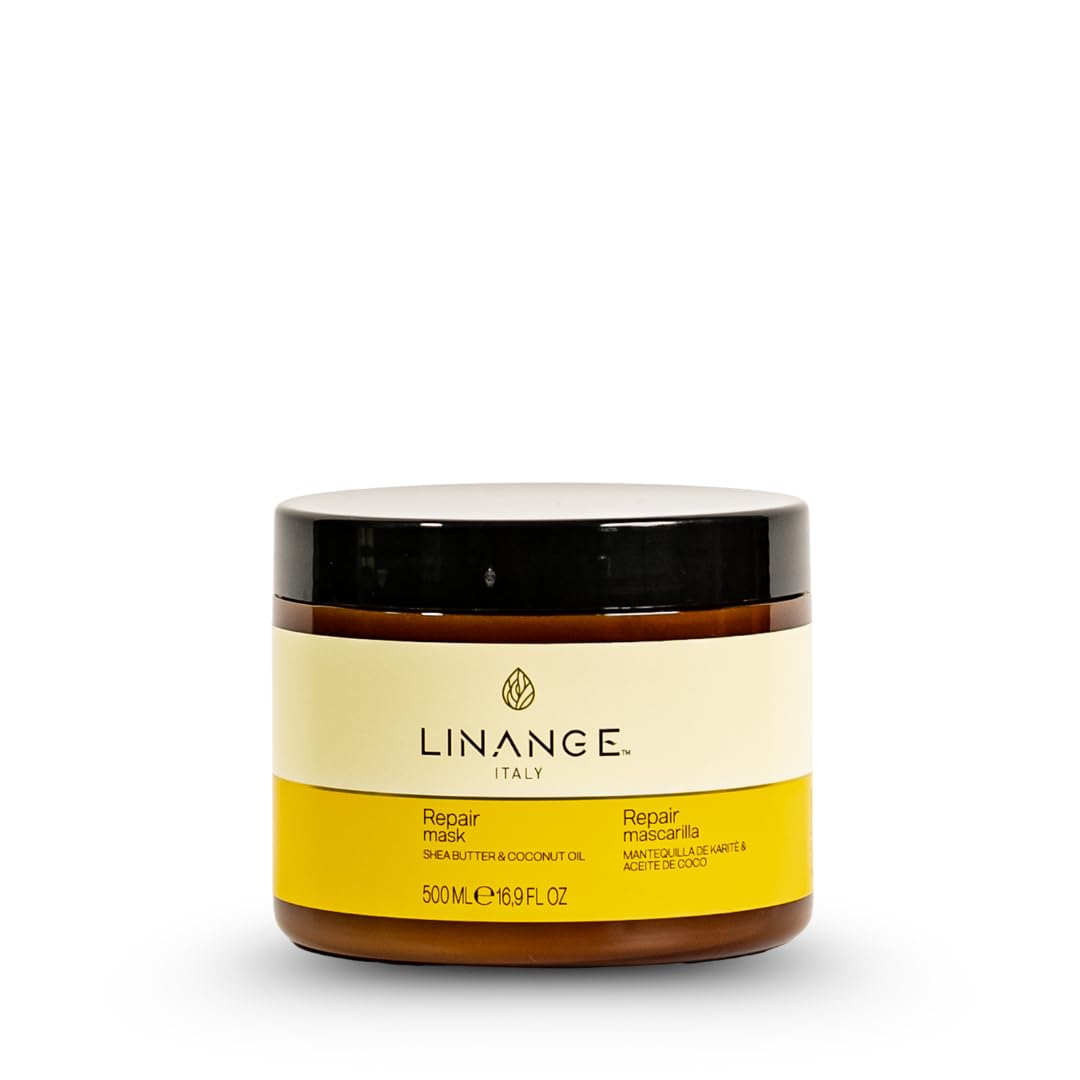 Linange Repair Mask With Shea Butter & Coconut Oil 500Ml/16.9 Oz - Free Starry Lip Plumping Gloss 10Ml