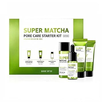 Some By Mi Super Matcha Pore Care Starter Kit/Toner 1.01Oz, Serum 0.33Oz, Cleansing Gel 1.42Oz, Clay Mask 1.48Oz / Sebum, Anti-Wrinkle And Trouble Care/Facial Skin Care Set