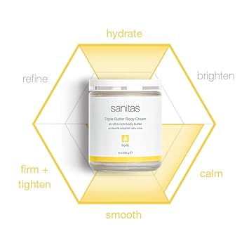 Sanitas Skincare Triple Butter Body Cream, Body Butter, Dry Skin, Shea Butter, Antioxidants, 8 Ounces : Beauty & Personal Care