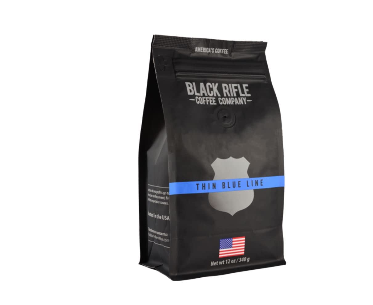 Black Rifle Coffee Company Thin Blue Line (Medium Roast) Whole Bean Coffee, 12 Ounce Bag Of Coffee Beans, Medium Roast Coffee Beans, Created To Benefit Law Enforcement Officers And Their Families