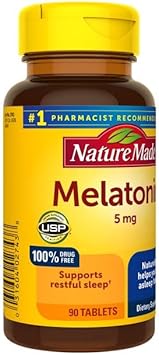 Nature Made Maximum Strength Melatonin 5 mg Tablets 90 Ct (2 Pack)