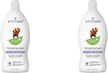 Attitude Dish Soap, Plant-based, Hypoallergenic, Eco-friendly, Coriander & Olive, 23.7 Fl Oz (Pack of 2)