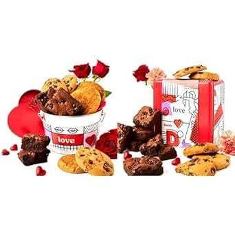 David's Gluten-Free Love Duo - Assorted Cookies And Brownies Sampler (1.3Lbs) in a Love-Themed Bucket + Gluten-Free Assorted Cookies And Brownies (2Lbs) in a Love-Themed Tin : Grocery & Gourmet Food