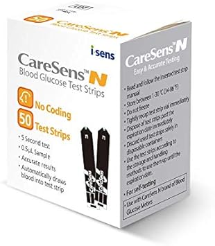 Caresens N Blood Glucose Test Strips (50 Ct) - Only For Caresens N Family Meter Kits…