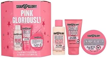 Soap & Glory Pink Gloriously 3 Piece Gift Set, 1 X 75 Ml Hand Food, 1 X 50 Ml Hand Food, 1 X 100 G Body Butter