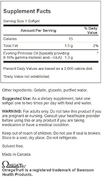 Swanson Evening Primrose Oil (Omegatru) 1300 Milligrams 100 Sgels