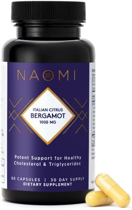 NAOMI BergAmore 1000, Award-Winning Cardiologist Dvlpd High Potency, Clinically Shown to Support Healthy Cholesterol, Triglycerides, & Heart Health, Citrus Bergamot w/ 7 Key Polyphenols, 30-Day Supply
